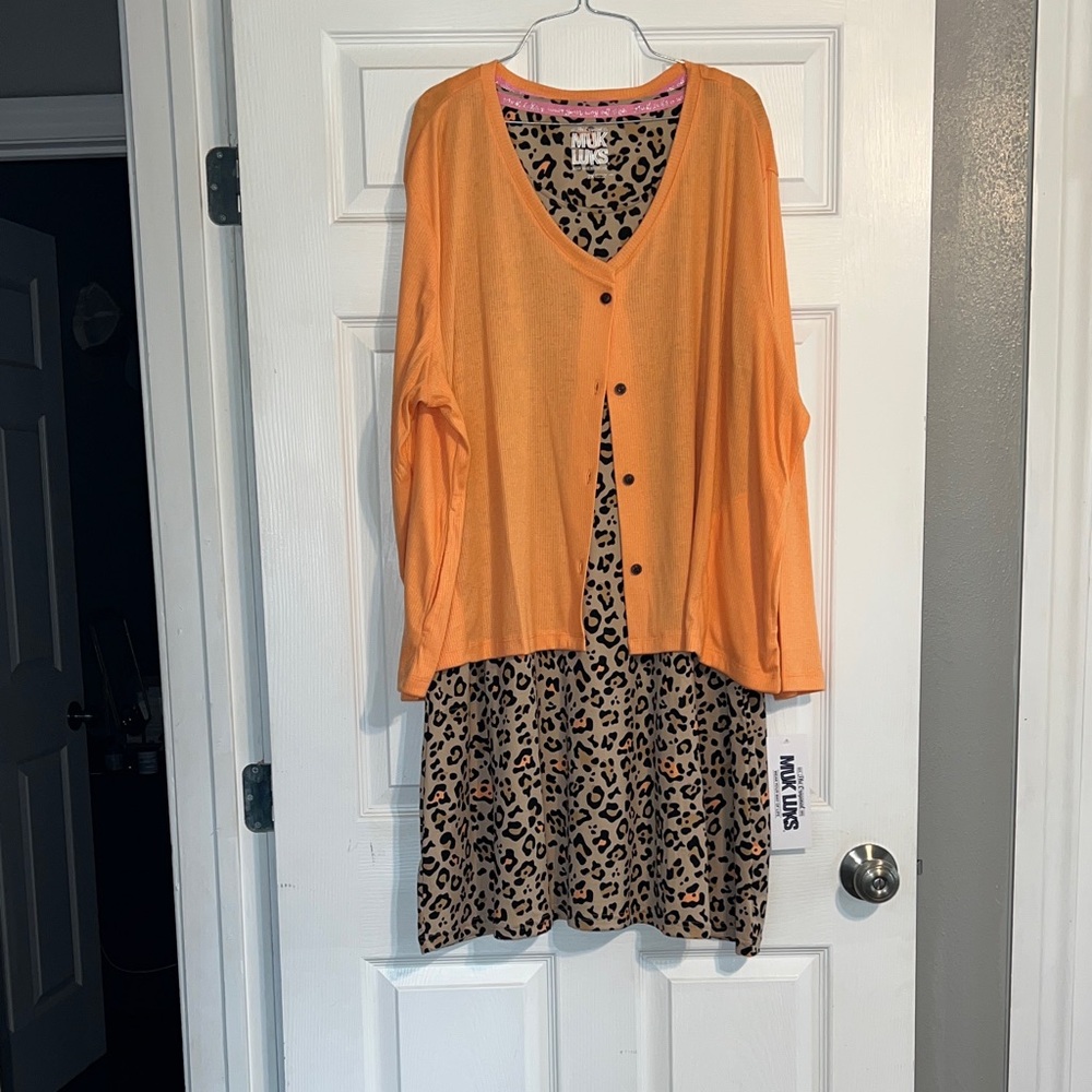 Muk Luks Orange and Leopard Print Maxi Dress